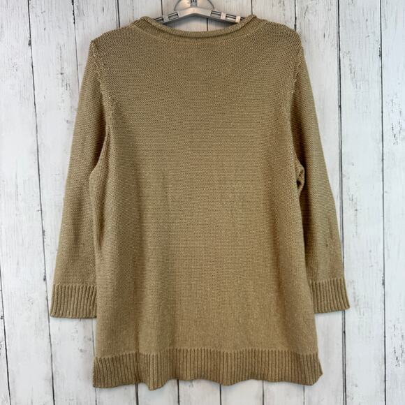 NWT Talbots Beige Metallic Knit Scoop Neck 3/4 Sleeve Tunic Sweater Size 1XP - Picture 8 of 13